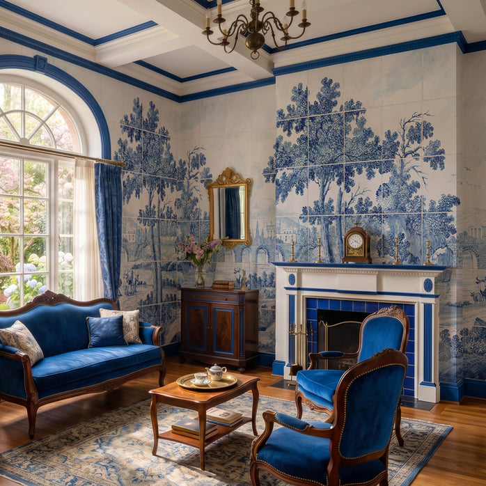 Carta da parati Azulejos - soggiorno