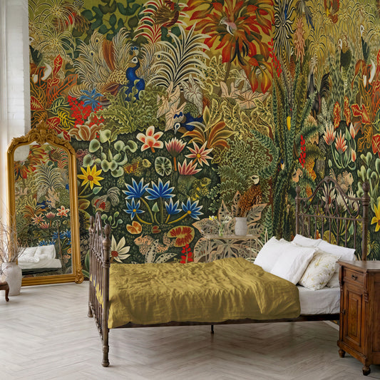 Carta da parati Arazzo tropicale - camera da letto