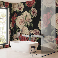 Carta da parati Roses Retrò - box doccia, bagno