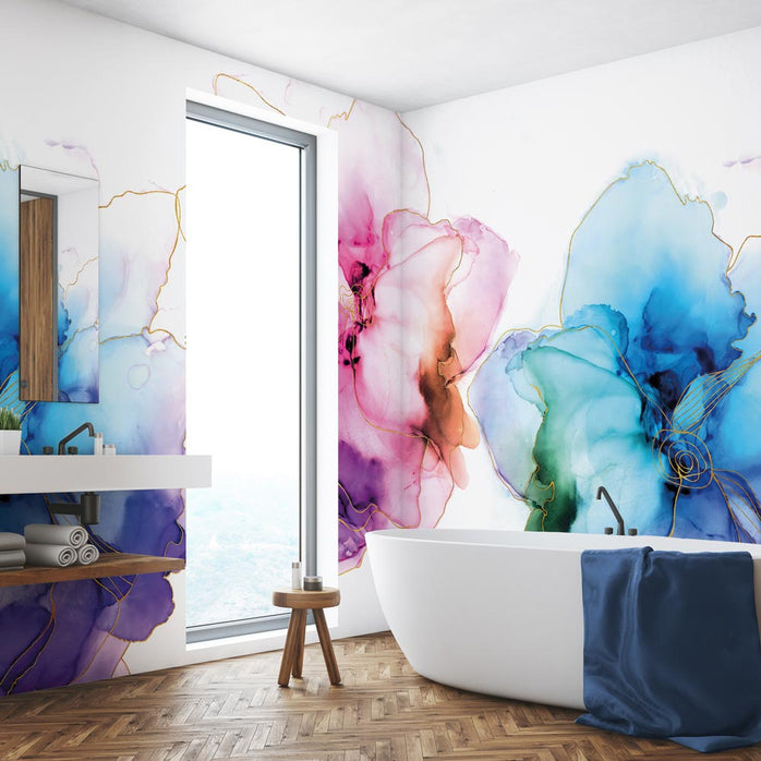 Carta da parati fiori d'acqua - bagno