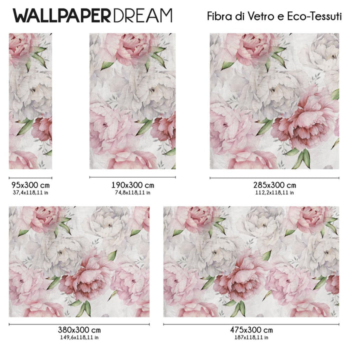 Carta da parati Pastel Peonies dimensioni Fibra di Vetro