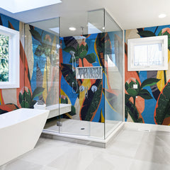 Carta da parati Peonie moderne - box doccia, bagno