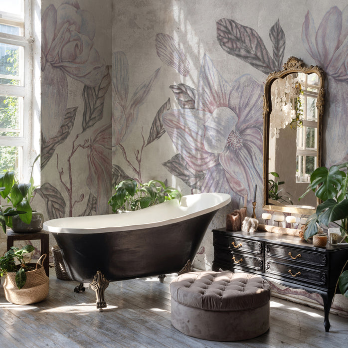 Carta da parati Magnolie retrò - bagno