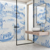 Carta da parati Pagode blu - bagno, box doccia