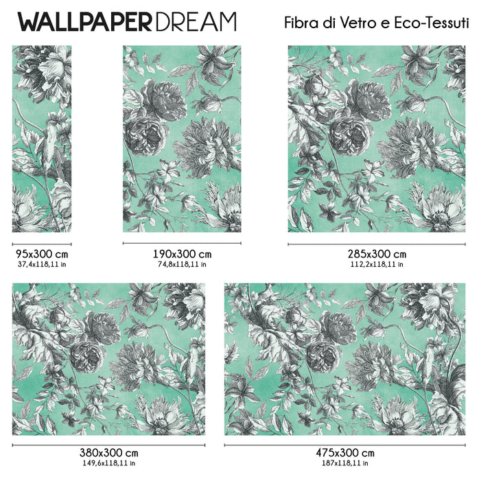 Carta da parati Incisione di fiori dimensioni Fibra