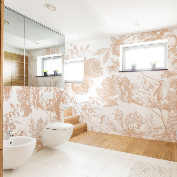 Carta da parati Incisione di fiori bagno 2