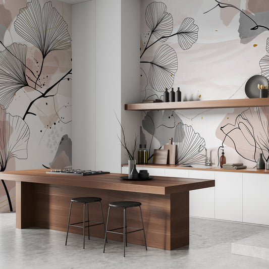 Papel pintado de fibra de vidrio Líneas florales