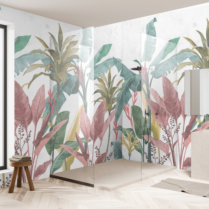 Carta da parati Fogliame tropicale - box doccia
