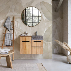 Carta da parati Geometric Palm beige bagno 2