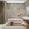 Carta da parati Geometric Palm beige - bagno  | beige