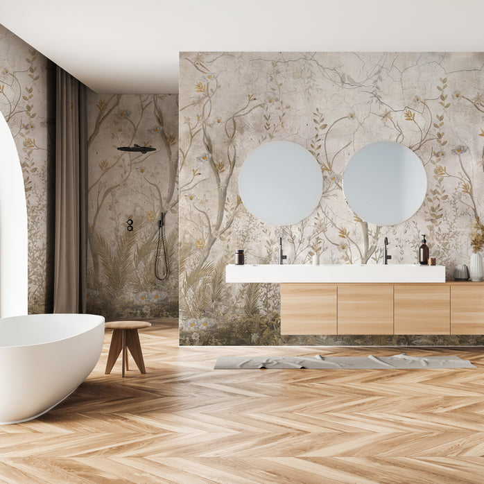Carta da parati Intrigo Floreale - bagno, box doccia