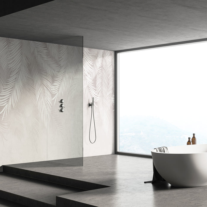 Carta da parati Chic Palms - bagno, box doccia