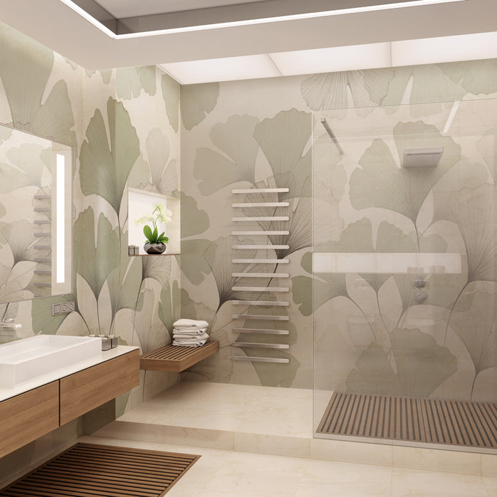 Carta da parati Ginko Essential Salvia - Bagno | verde