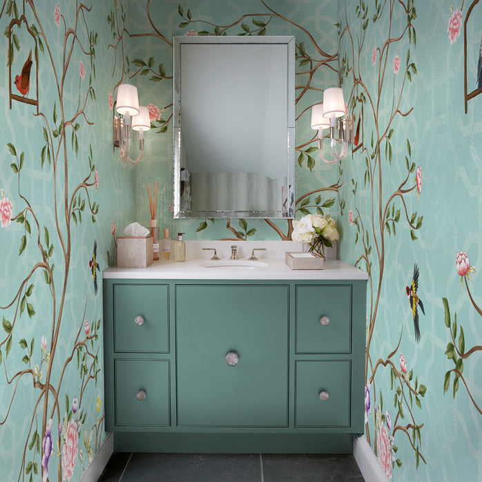 Carta da parati Shabby Spring - bagno