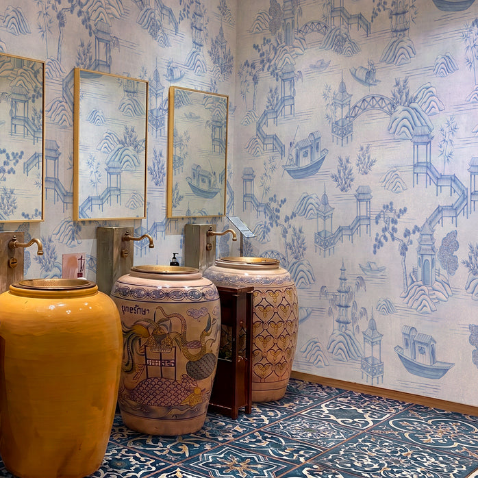 Carta da parati Pagode blu - bagno, esercizi commerciali, locali pubblici, hotel