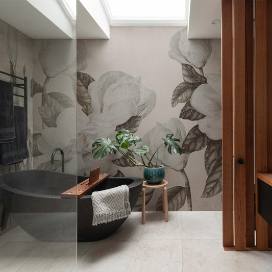 Carta da parati Magnolia grandiflora - bagno, box doccia