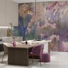 Carta da parati Flower Aura - cucina | blu