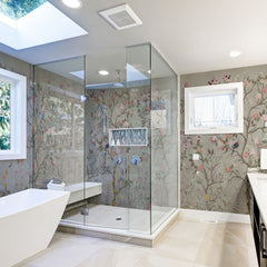 Carta da parati Roseto d'Oriente - bagno, box doccia