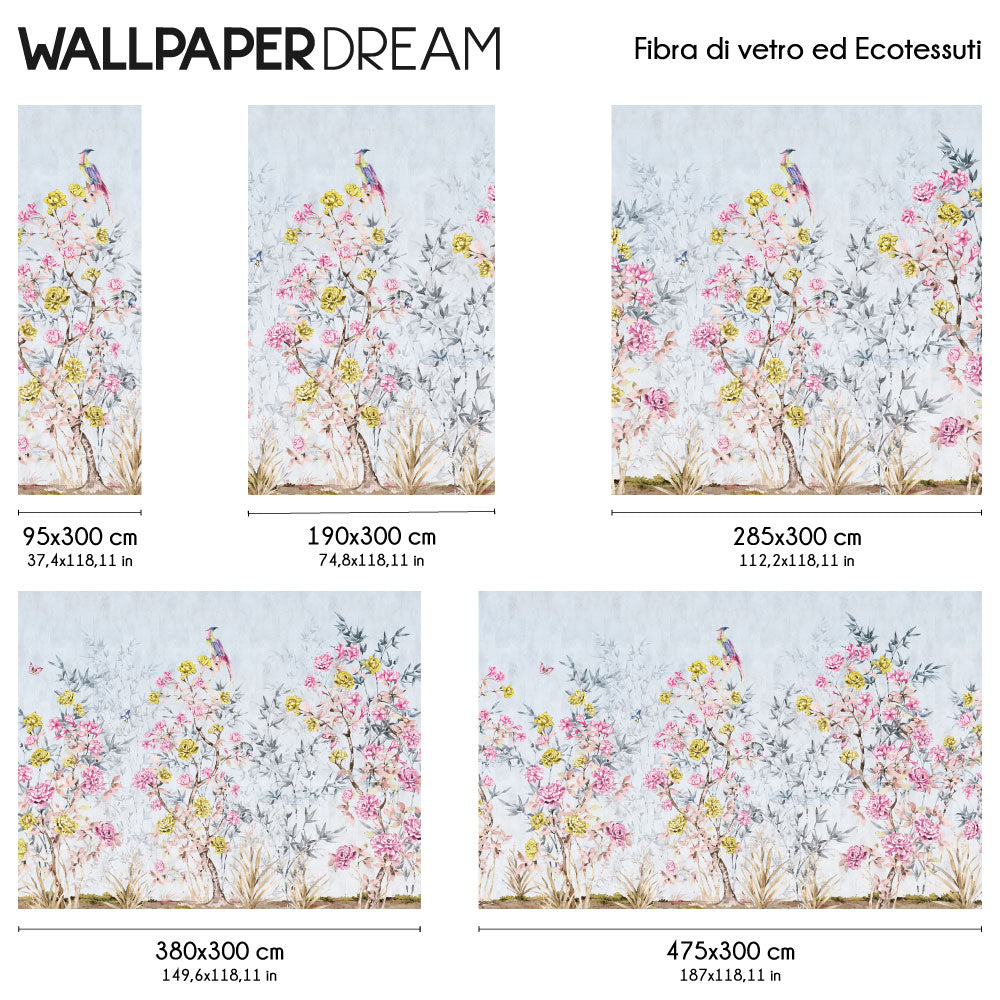 Carta da parati Chinoiserie Paradiso dimensioni Fibra di vetro