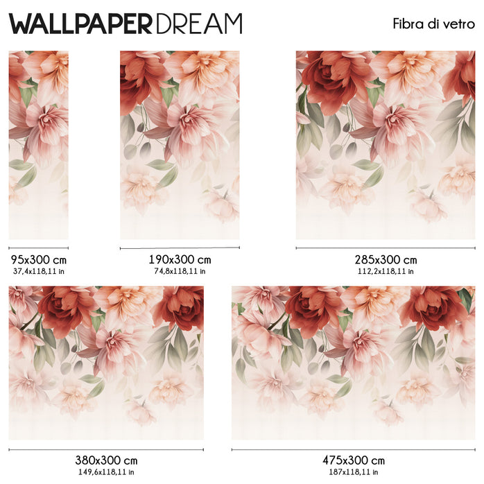 Carta da parati Enchanted Peonies Dimensioni Fibra Vetro