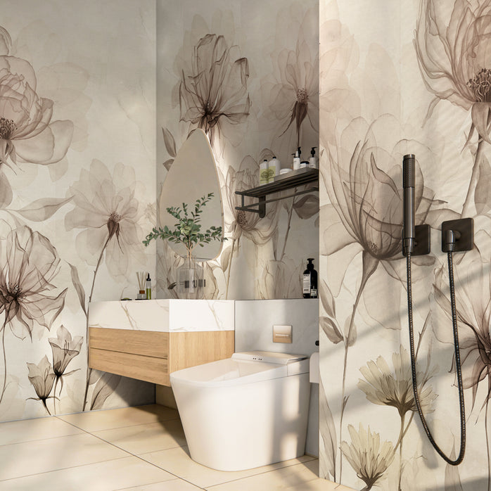 Carta da parati Fiori d'incanto - bagno, box doccia