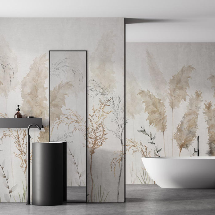 Carta da parati Pampas grass - bagno