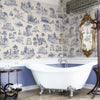 Carta da parati English Toile - bagno  | blu