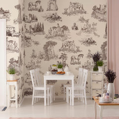 Carta da parati English Toile - cucina, esercizi commerciali | beige