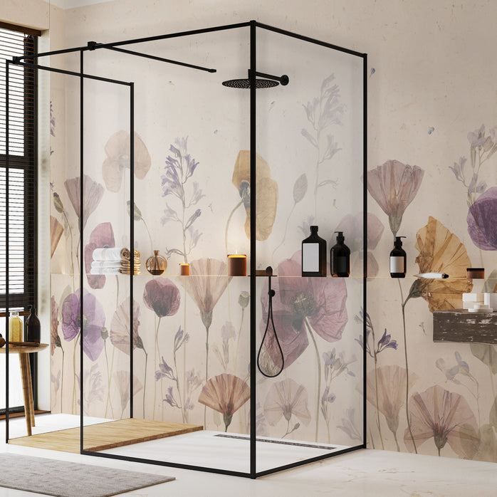 Carta da parati Decoupage floreale - box doccia, bagno