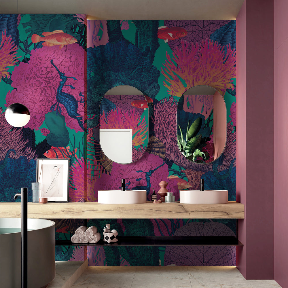 Stampa Su Tela Per Bagno – Quadro Mare Marittimo Viola – 46x31 Cm – Decorazione Parete Pronta Da Appendere