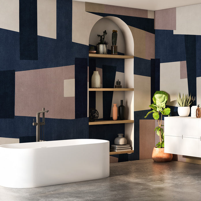 Carta da parati Puzzle geometrico - bagno