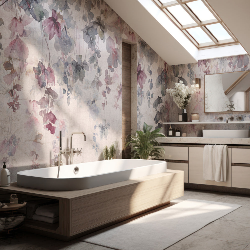 Carta da parati Fiori pendenti - bagno