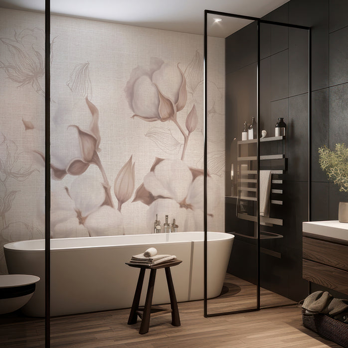 Carta da parati Fiocchi di cotone - bagno