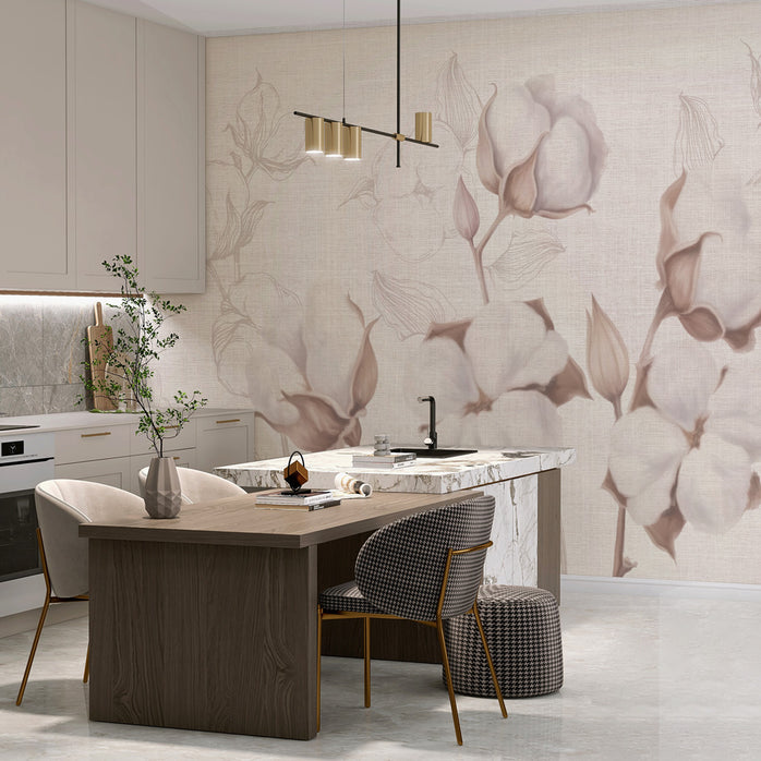 Carta da parati Fiocchi di cotone - cucina