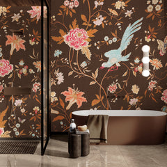 Carta da parati Chinoiserie notturna - box doccia