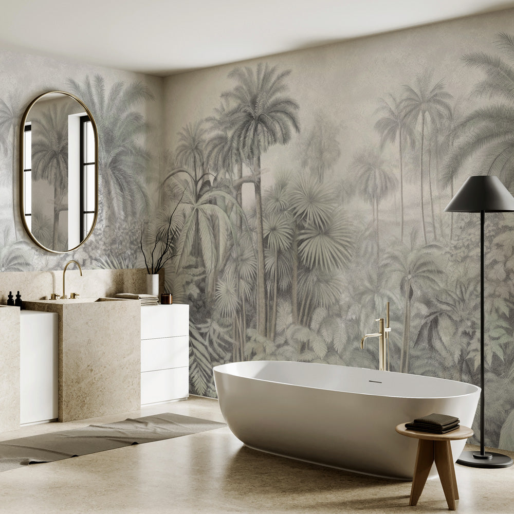 Carta da parati Disegno tropicale - bagno
