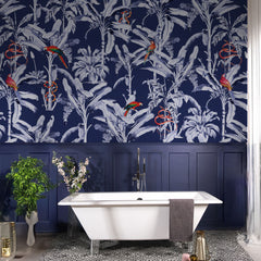 Carta da parati Giungla in blu -  bagno