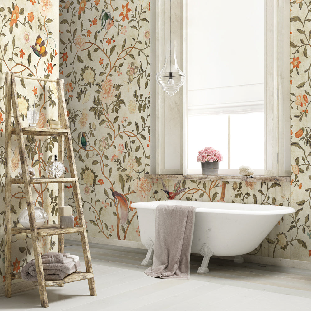 Carta da parati Chinoiserie Ocra - bagno