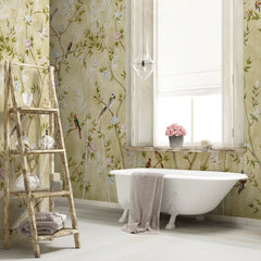 Carta da parati Chinoiserie dorata - box doccia