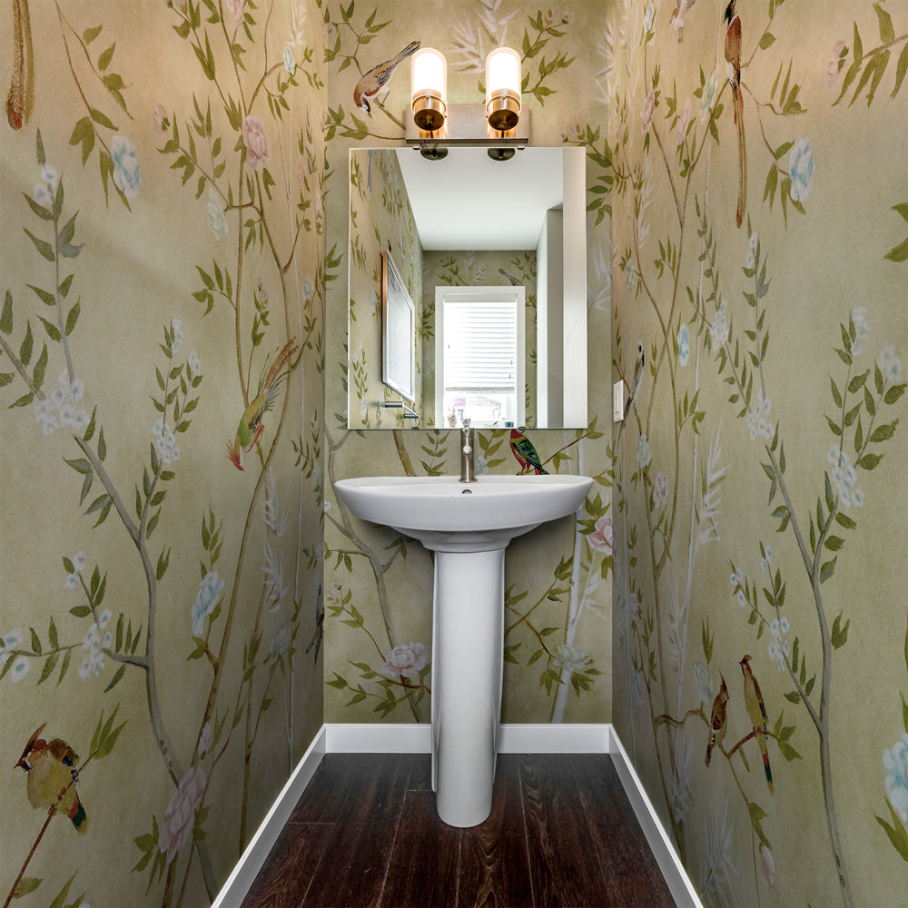 Carta da parati Chinoiserie dorata - bagno