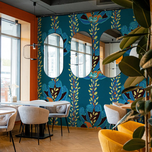 Carta da parati Floreale Pop - locali pubblici, esercizi commerciali