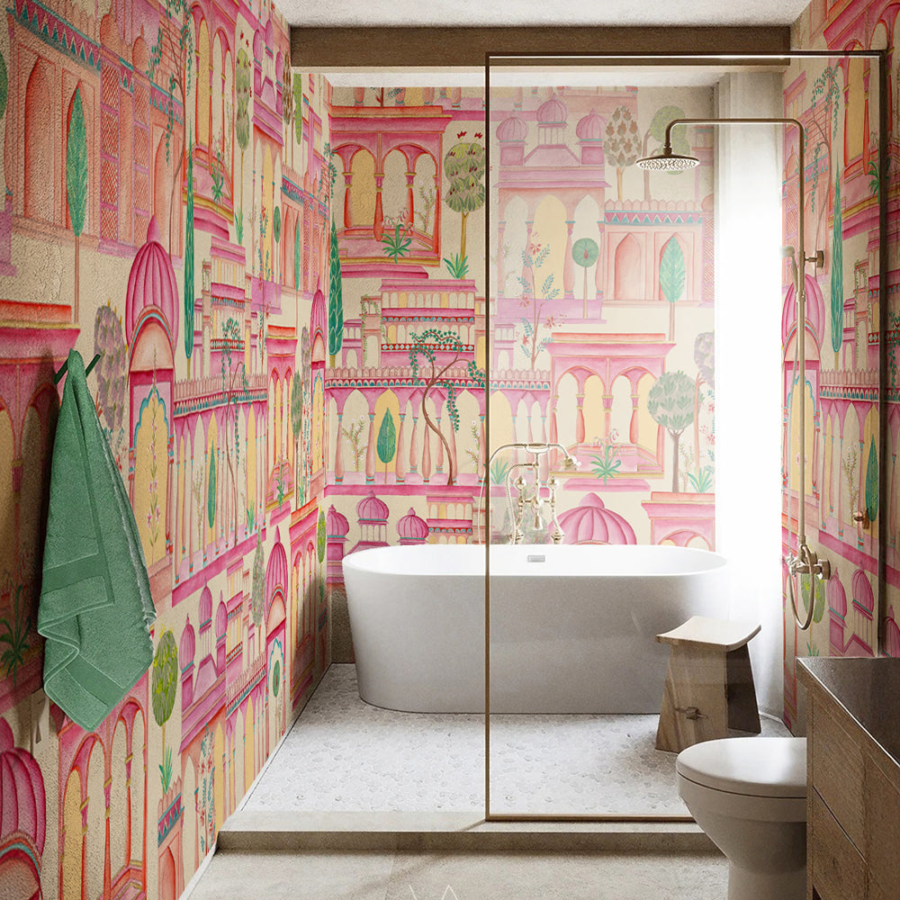 Carta da parati Città d'Oriente - box doccia | beige