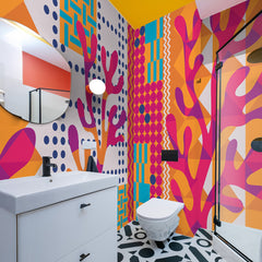 Carta da parati Coralli Pop - bagno, box doccia