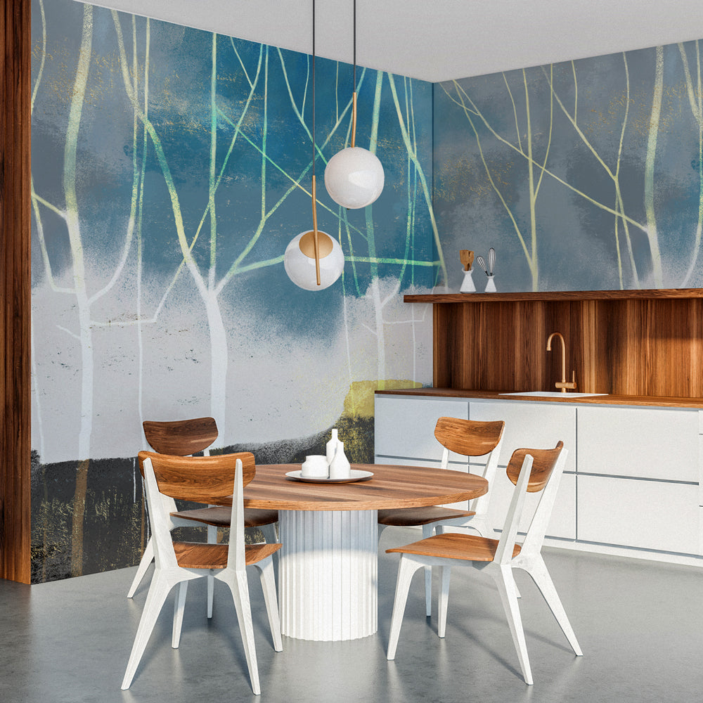 Carta da parati Alba invernale - cucina, sala da pranzo