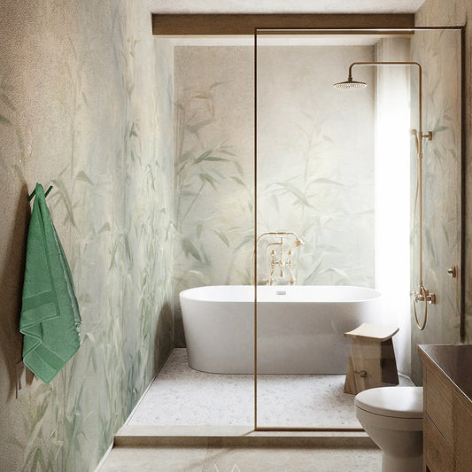 Carta da parati Germogli di bamboo - box doccia, bagno