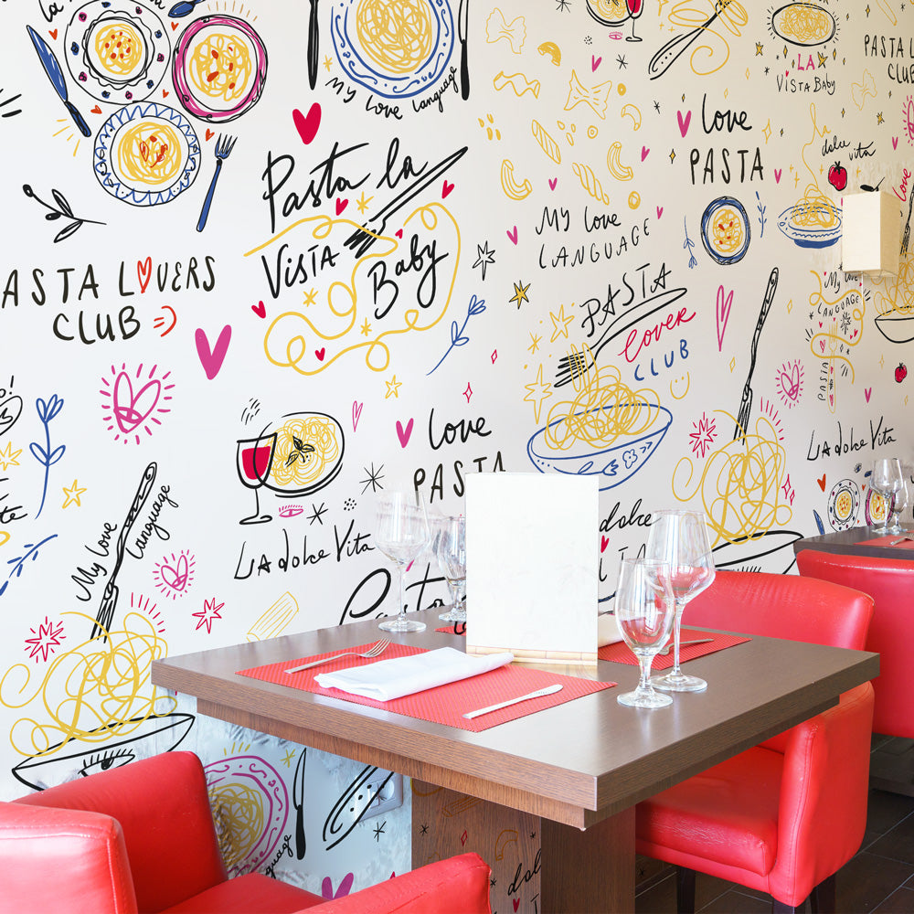 Carta da parati Aforismi pasta - locali pubblici, esercizi commerciali