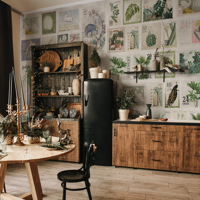 Carta da parati Francobolli - cucina, sala da pranzo