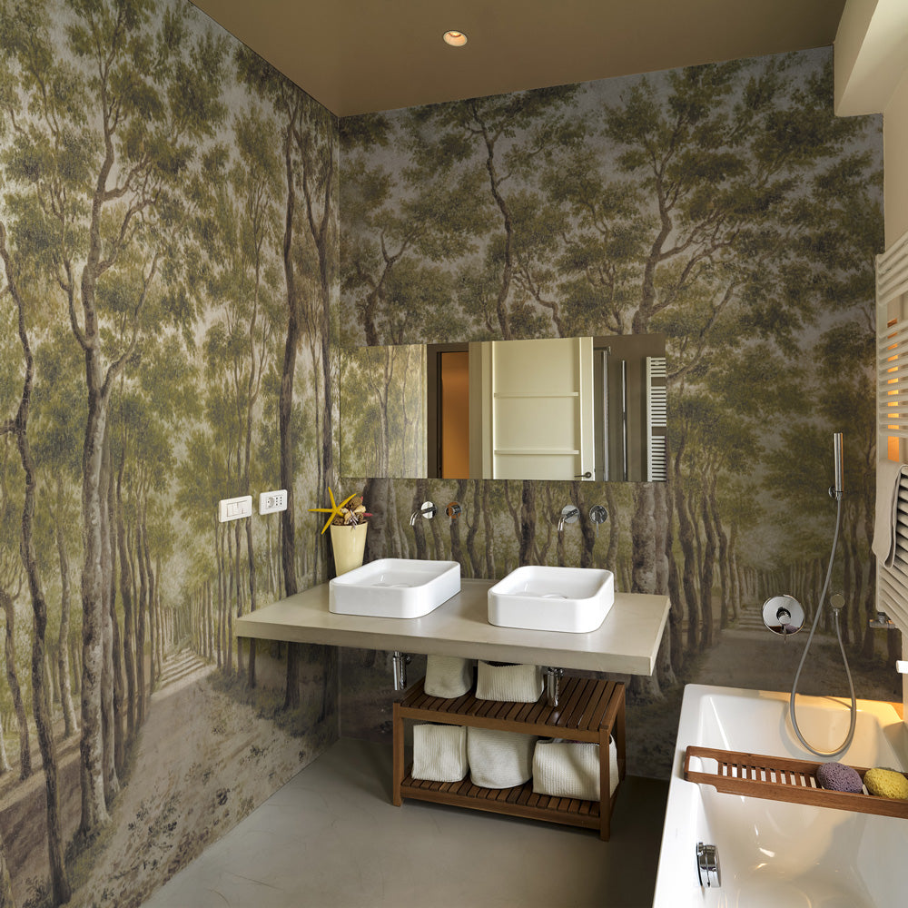 Carta da parati Cortile alberato - bagno