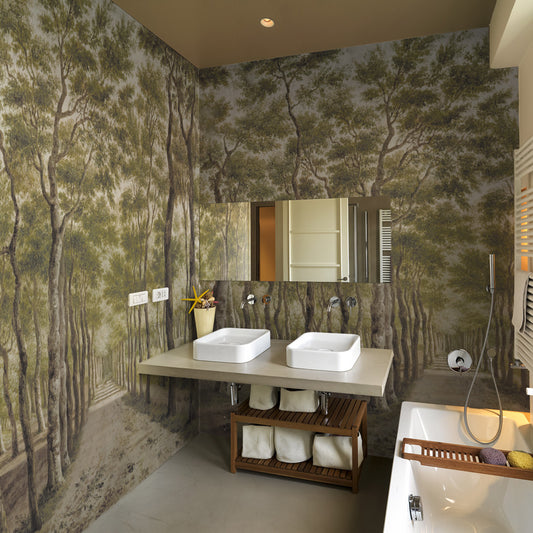Carta da parati Cortile alberato - bagno