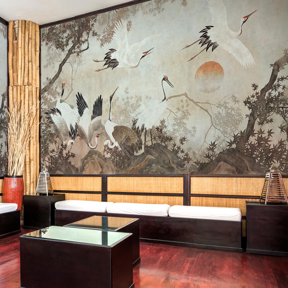 Carta da parati Bosco degli aironi - locali pubblici, esercizi commerciali